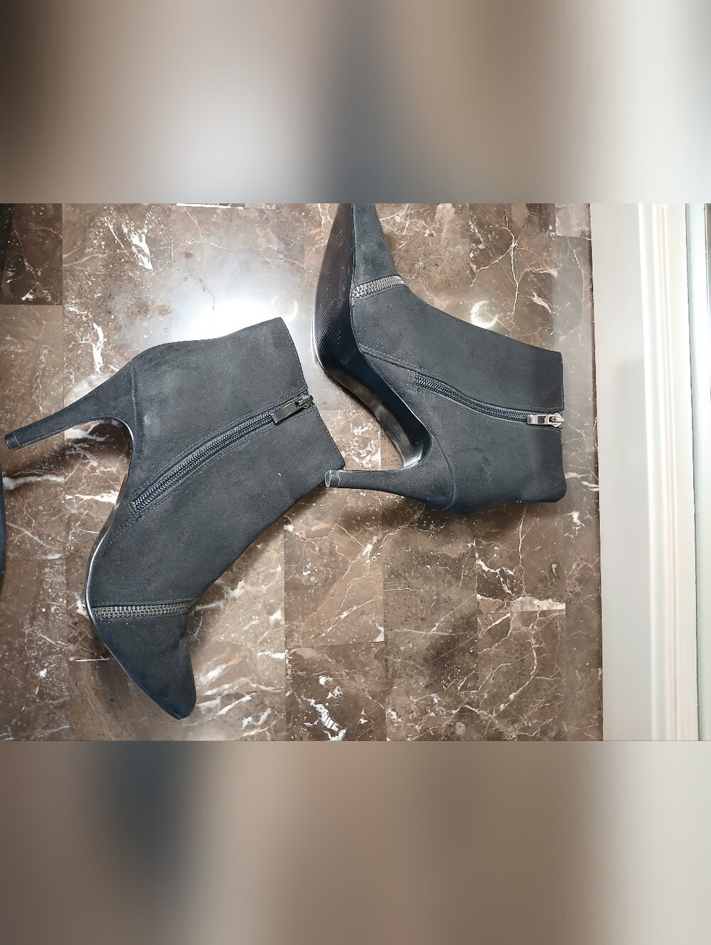 Coach and Four Black Pointed Toe Stiletto Ankle Booties - Picture 4 of 15